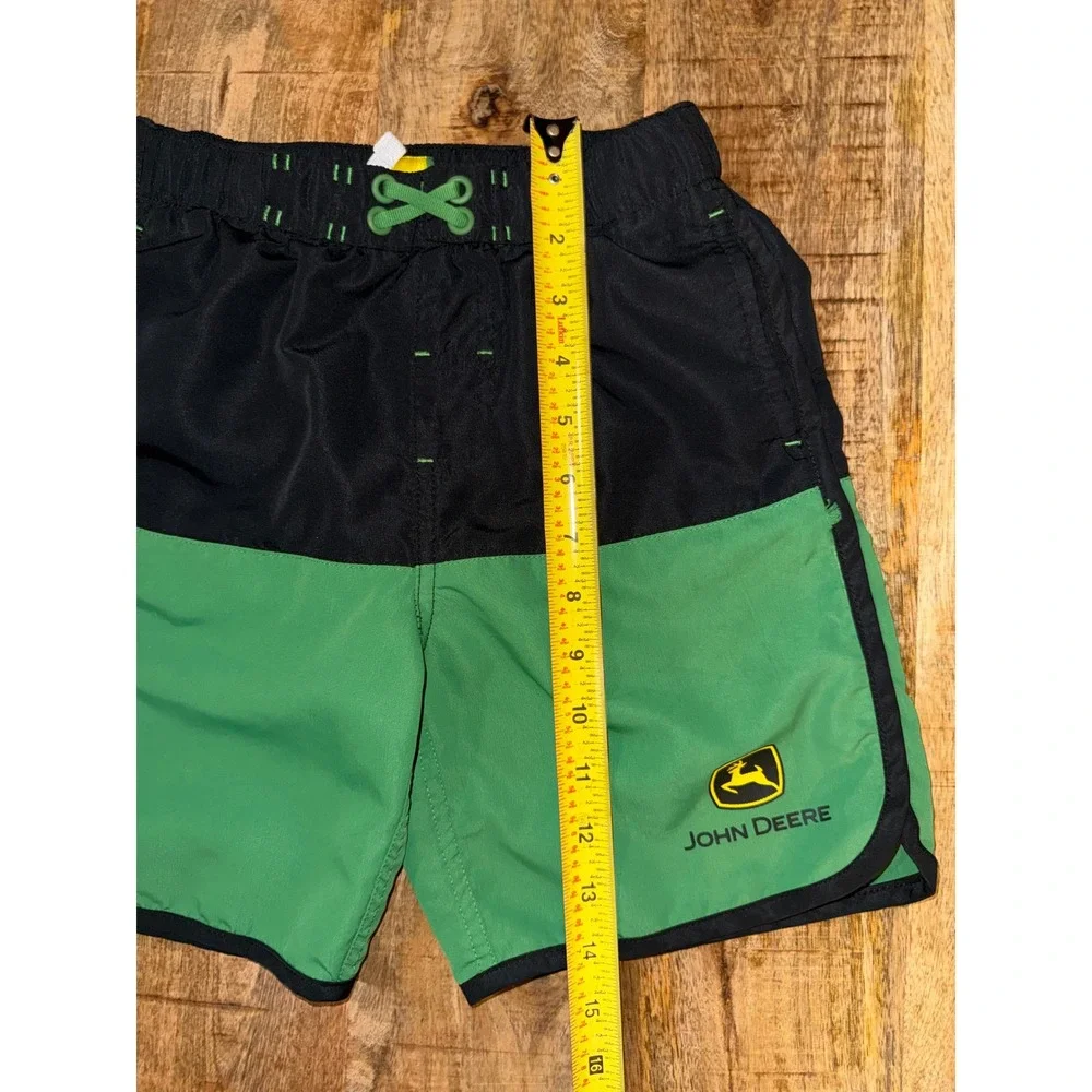John Deere Boys Green Black Swim Trunks Board Shorts Mesh Lined Kids